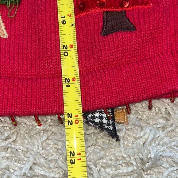 Vintage Berek 2 Red Christmas Sweater Takako Sakon Button Front Size Large - Picture 9 of 16